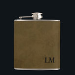 Rustic Weathered Leather Look Wedding Monogram Hip Flask<br><div class="desc">This simple rustic monogram design is classic. This flask makes a great gift for your special occasion.</div>