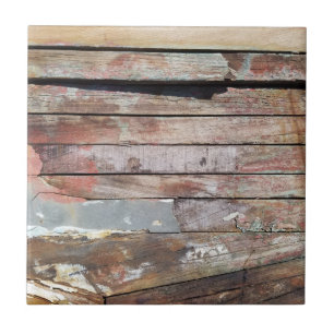 Rustic Weathered Sailboat Wood Planks Nautical Ceramic Tile