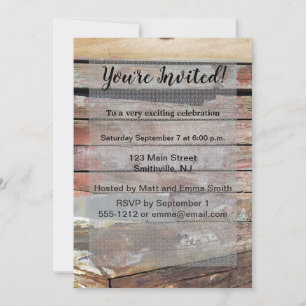 Rustic Weathered Sailboat Wood Planks Nautical Invitation