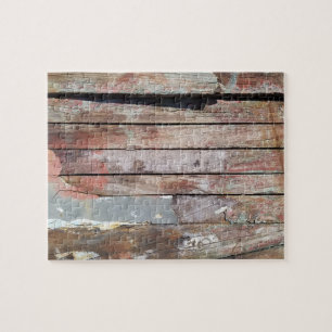 Rustic Weathered Sailboat Wood Planks Nautical Jigsaw Puzzle