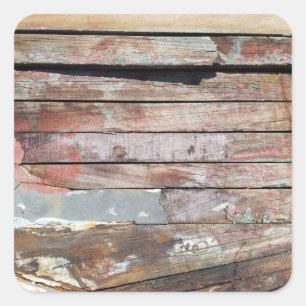 Rustic Weathered Sailboat Wood Planks Nautical Square Sticker
