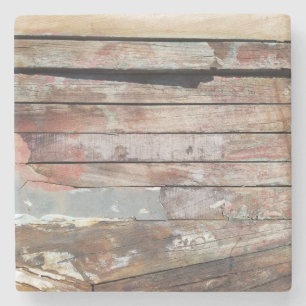 Rustic Weathered Sailboat Wood Planks Nautical Stone Coaster