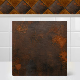 Rustic Weathered Steel Oxidised Copper Texture Ceramic Tile