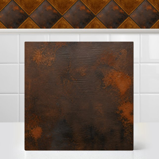 Rustic Weathered Steel Oxidised Copper Texture Ceramic Tile (Rustic Weathered Steel Oxidized Copper Texture Ceramic Tile)