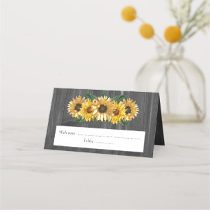 Rustic Weathered Sunflower Reception Place Card
