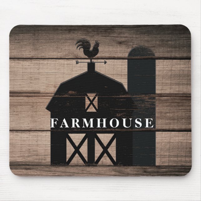 Rustic Weathered Wood Black Barn Country Farmhouse Mouse Pad (Front)