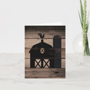 Rustic Weathered Wood Black Barn Country Thank You Card