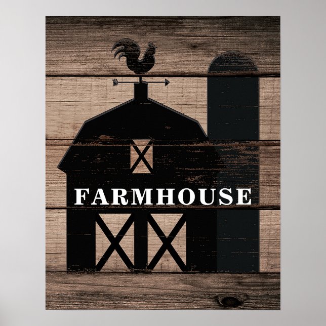 Rustic Weathered Wood Black Barn Country Wall Art (Front)