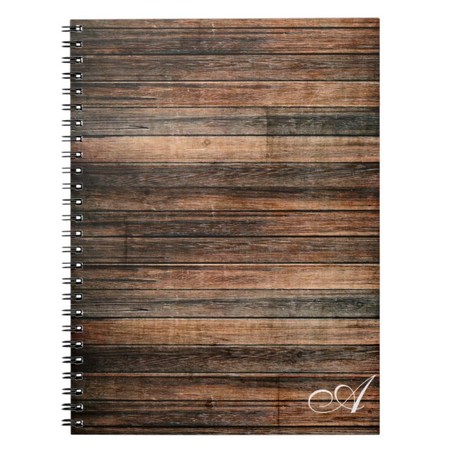 Rustic Weathered Wood Brown Barn Country Wedding Notebook (Front)