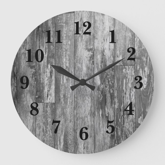 Rustic Weathered Wood Decor Large Clock (Front)