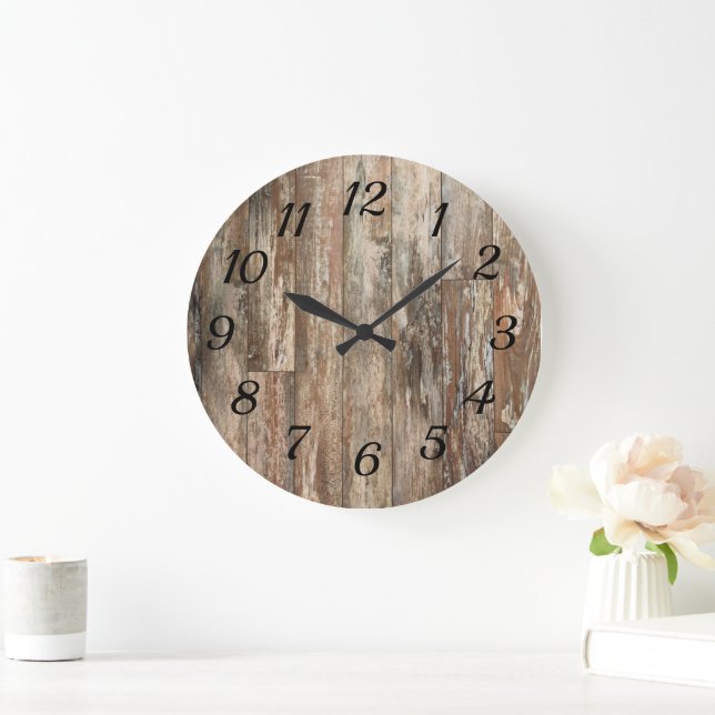 Rustic Weathered Wood Decor Large Clock (Home)