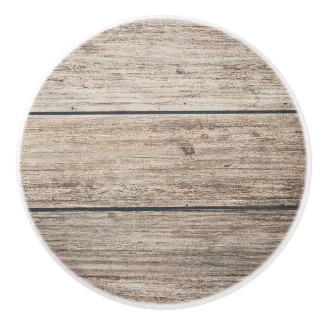 Rustic Weathered Wood Farmhouse Barn Country Ceramic Knob (Front)
