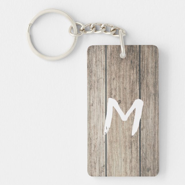 Rustic Weathered Wood Farmhouse Barn Country Key Ring (Front)