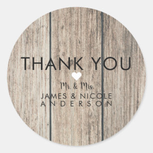 Rustic Weathered Wood Farmhouse Barn Wedding Favou Classic Round Sticker