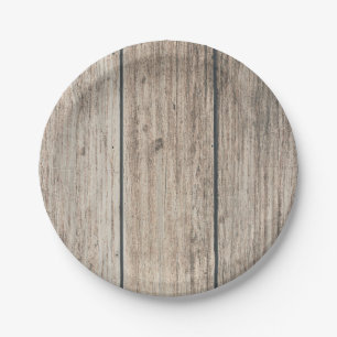 Rustic Weathered Wood Farmhouse Barn Wedding Paper Plate