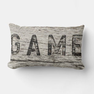 Rustic Weathered Wood Game  Lumbar Cushion