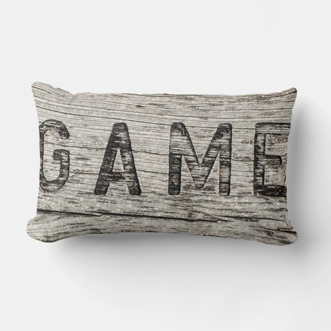 Rustic Weathered Wood Game  Lumbar Cushion (Front)