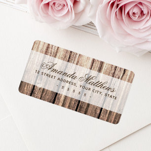 Rustic weathered wood grain return address label