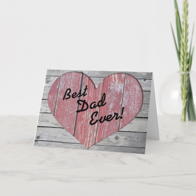Rustic weathered wood heart card (Front)