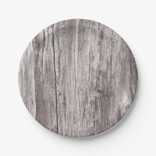 Rustic Weathered Wood Texture Paper Plate (Front)