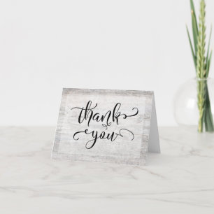 Rustic Weathered Wood Typography Wedding Thank You Card