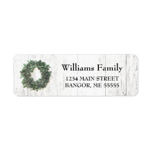 Rustic Weathered Wood Wreath Return Address Label