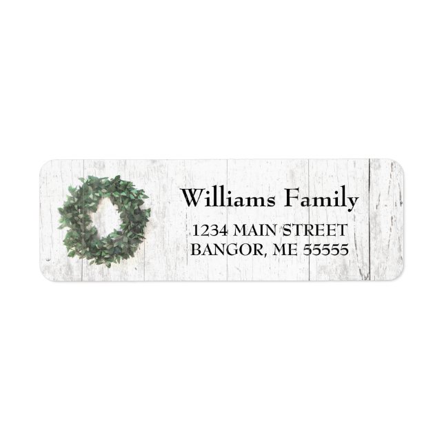 Rustic Weathered Wood Wreath Return Address Label (Front)