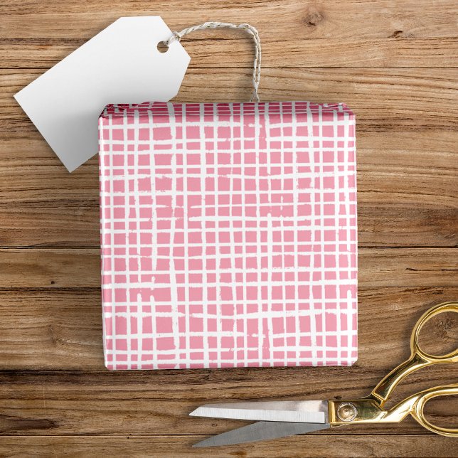 Rustic Weave Pattern Modern Pretty Pink Wrapping Paper (Creator Uploaded)