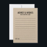 Rustic Wedding Advice and Wishes Card<br><div class="desc">Add a personal touch to your wedding with a rustic kraft paper wedding advice and wishes card.
This advice card features title and details in black bold sans serif font style on kraft paper.

Perfect for wedding,  baby shower,  birthday party,  bachelorette party and any special occasions.</div>