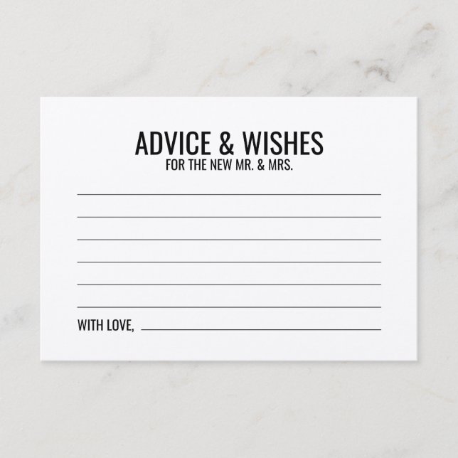 Rustic Wedding Advice and Wishes Card (Front)