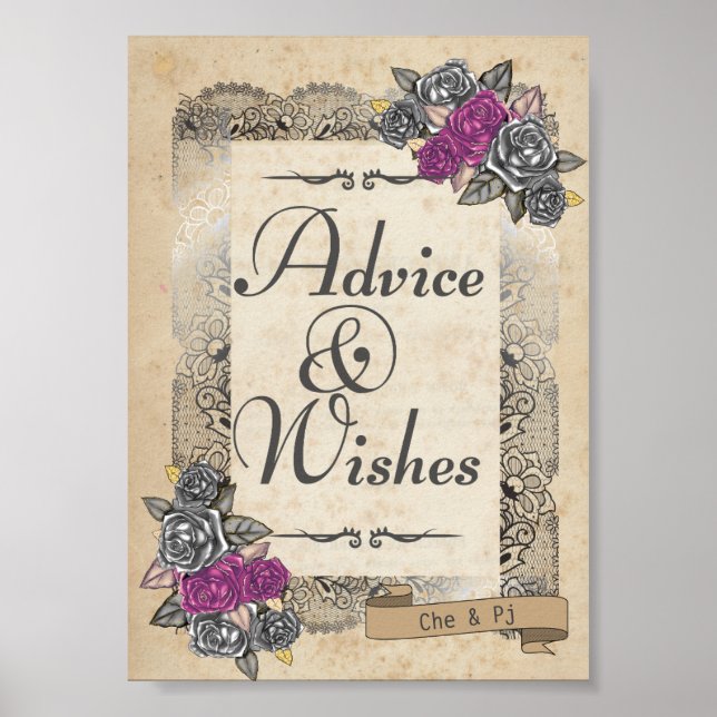 Rustic Wedding Advice and Wishes Sign (Front)