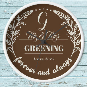 Rustic wedding anniversary family clock