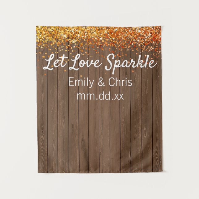 Rustic Wedding Backdrop Fall Sparkle Photo Booth Tapestry (Front)