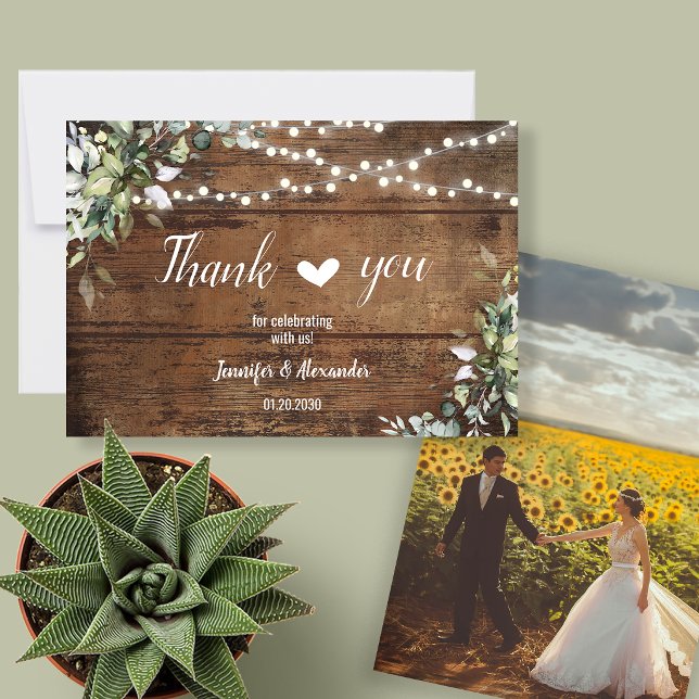 Rustic Wedding Backyard  Thank You Card (Creator Uploaded)