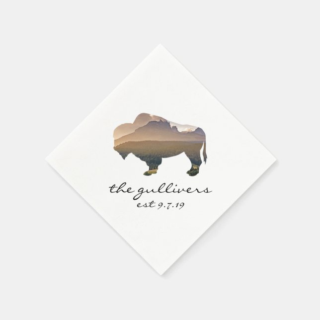 Rustic Wedding Bison Napkin (Corner)