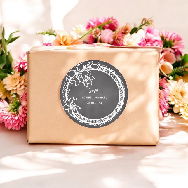 Rustic Wedding Black White Floral Sticker (Creator Uploaded)