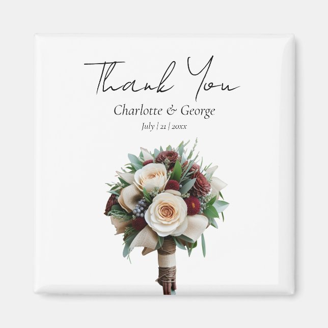 Rustic Wedding Bouquet Flower Wedding Favours Magnet (Front)