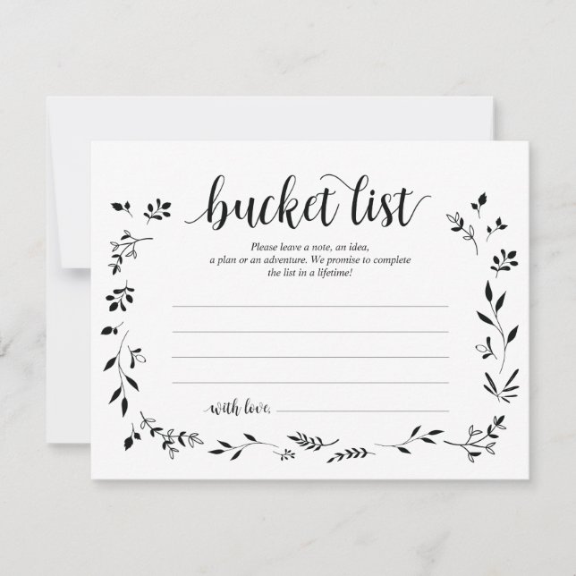 Rustic Wedding bucket list Card, Advice Card (Front)