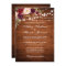 Rustic Wedding Burgundy Floral Wood Lights Invite
