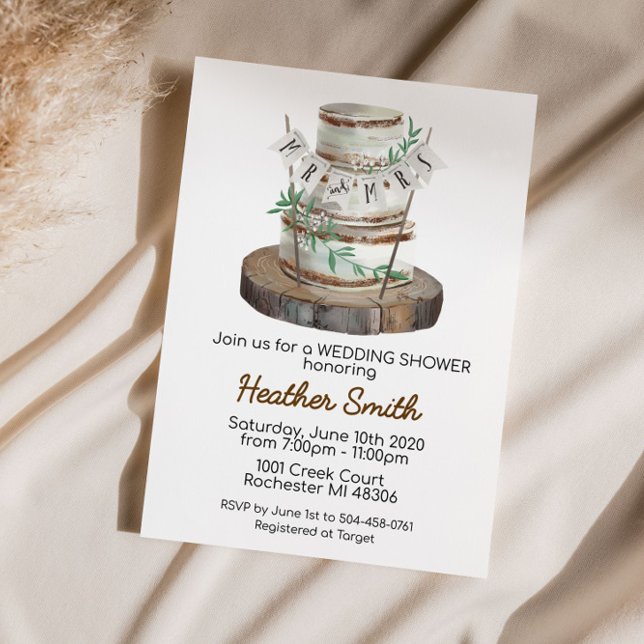 Rustic Wedding Cake Bridal Shower Invitation (Creator Uploaded)