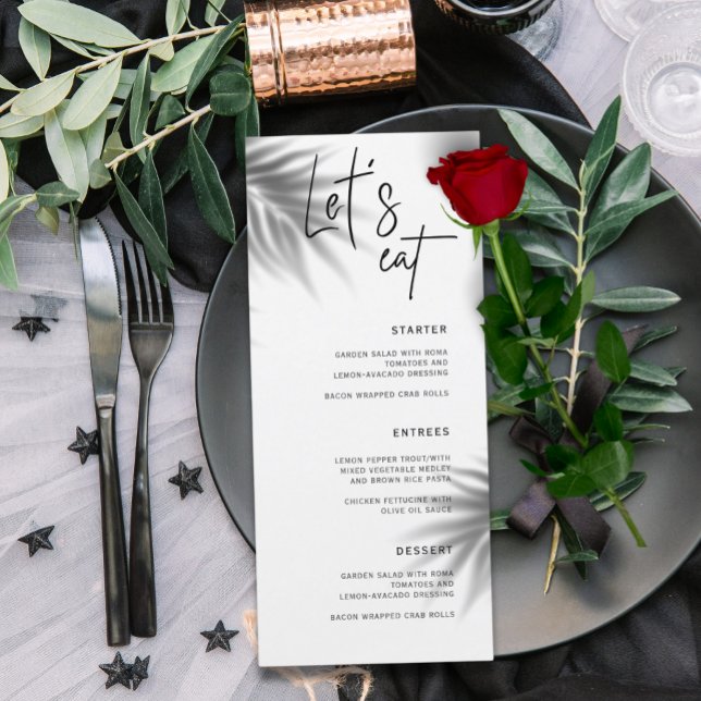 Rustic Wedding Calligraphy Let's Eat Dinner Menu (Creator Uploaded)