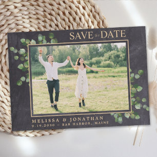 Rustic Wedding Custom Eucalyptus Greenery Photo Save The Date