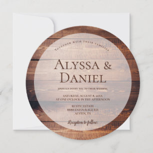 Rustic Wedding Dark Wood Unique Custom Invitation