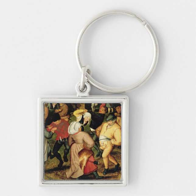 Rustic Wedding, detail of people dancing Key Ring (Front)