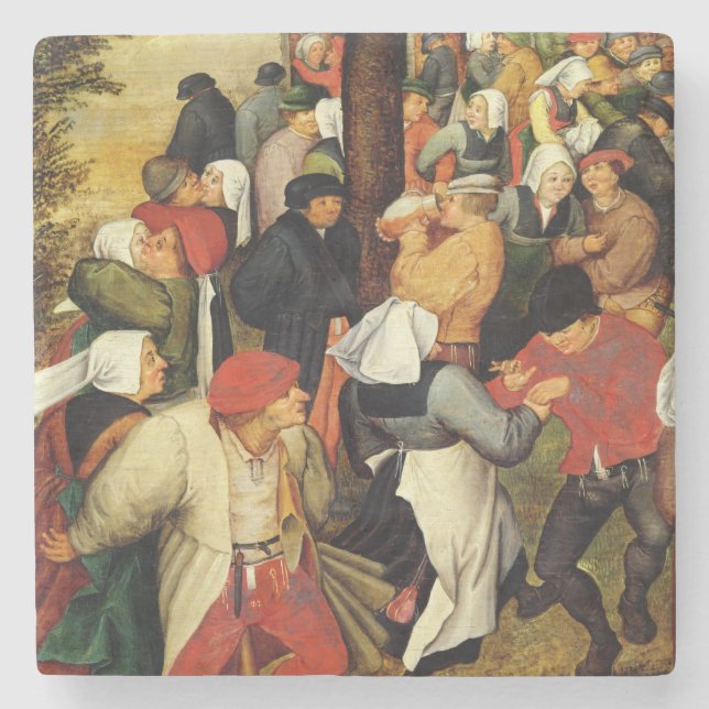 Rustic Wedding, detail of people dancing Stone Coaster (Front)