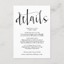 Rustic Wedding Details Info Card