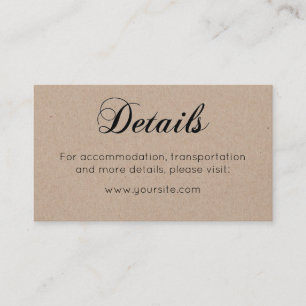 Rustic wedding details. Simple country calligraphy Enclosure Card