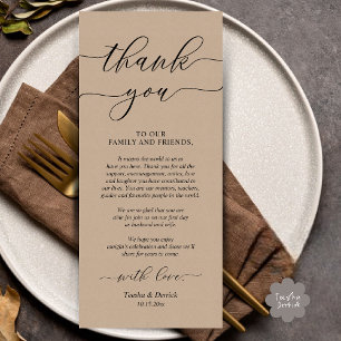 Rustic Wedding Dinner Place Setting Thank You Card