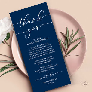 Rustic Wedding Dinner Place Setting Thank You Card