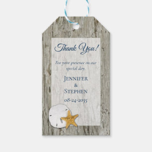 Rustic Wedding Driftwood Sand Dollar Thank You Gift Tags